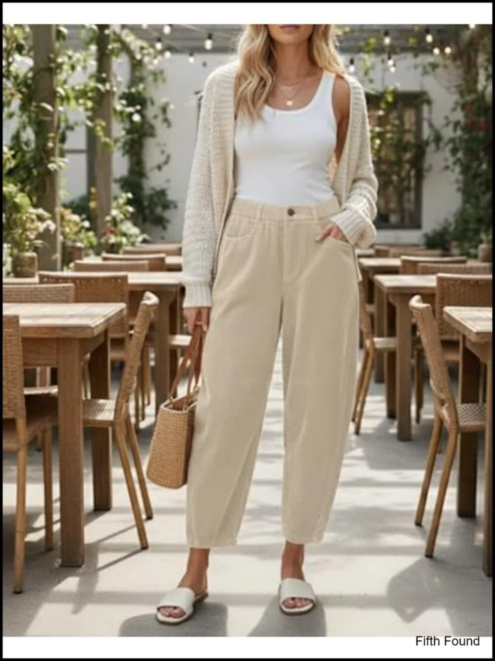 Women's Corduroy Barrel Pants Mid-Rise Elastic Waist Wide Leg Trousers with